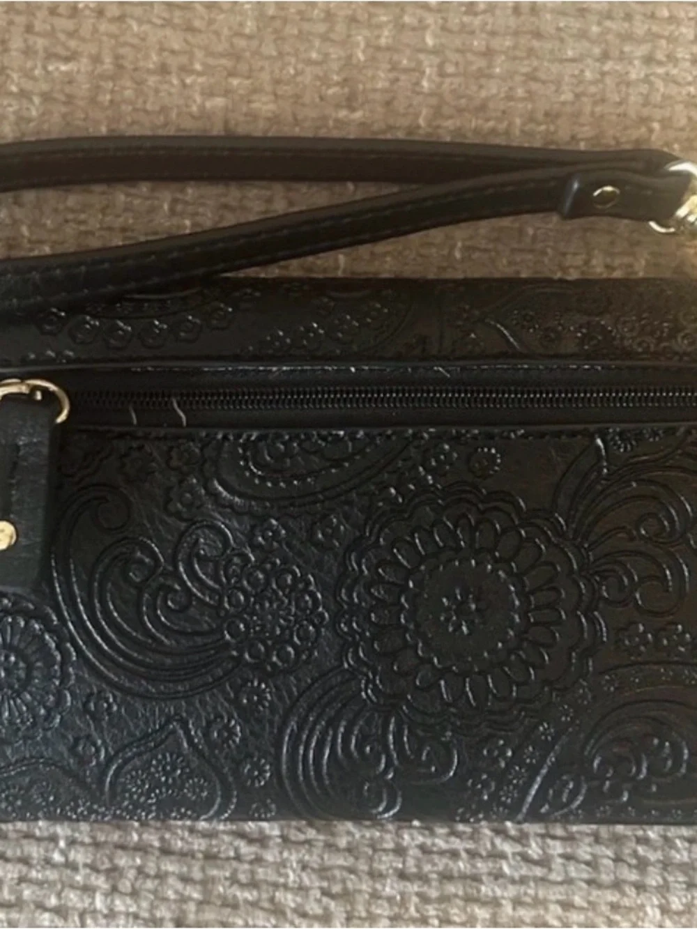 Stone Mountain Accessories Black Paisley Embossed Wallet with Gold Plate